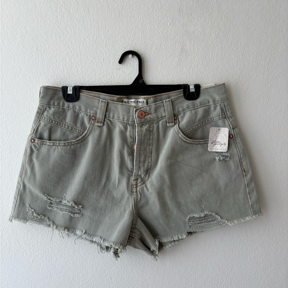 Free People We The Free Cutoff Denim Shorts Size 29 Sea Monster Green NWT
